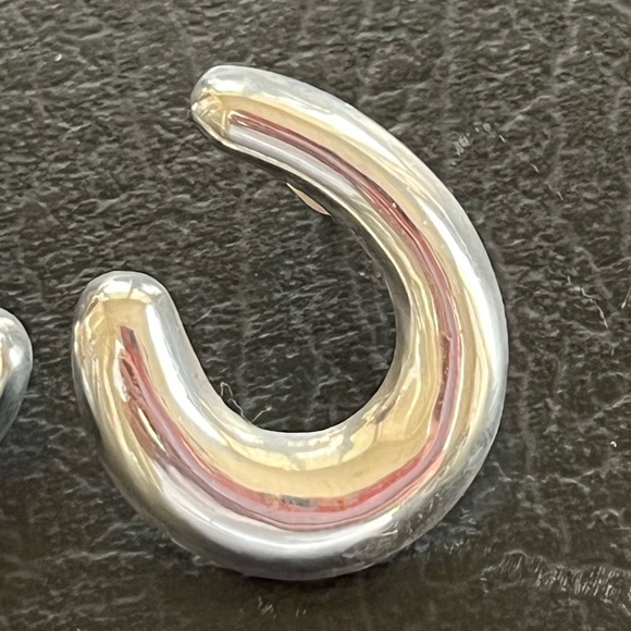 Sterling Silver Mexico hoop style earrings - Picture 2 of 5